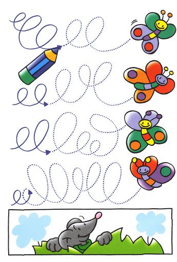 teken de krulletjes van de vlinders