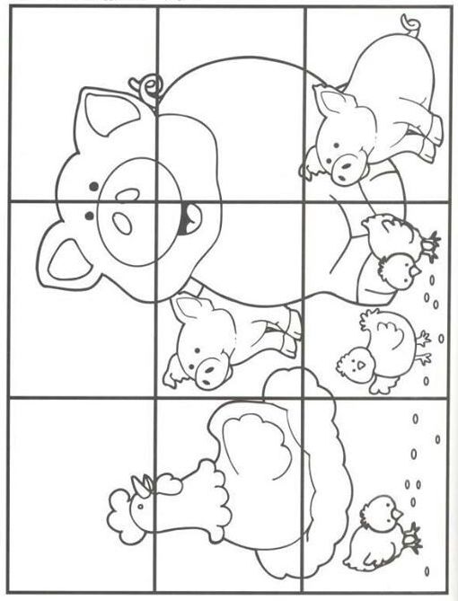 kleur de puzzel in, verknip de puzzel en probeer ze terug goed te puzzelen